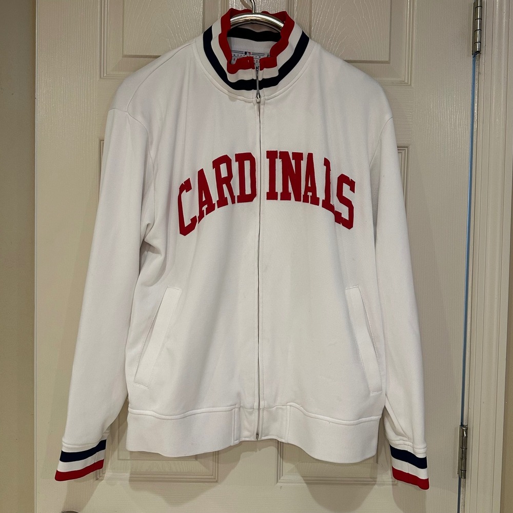 Majestic St Louis Cardinals MLB Track Jacket White Full Zip Mens Large